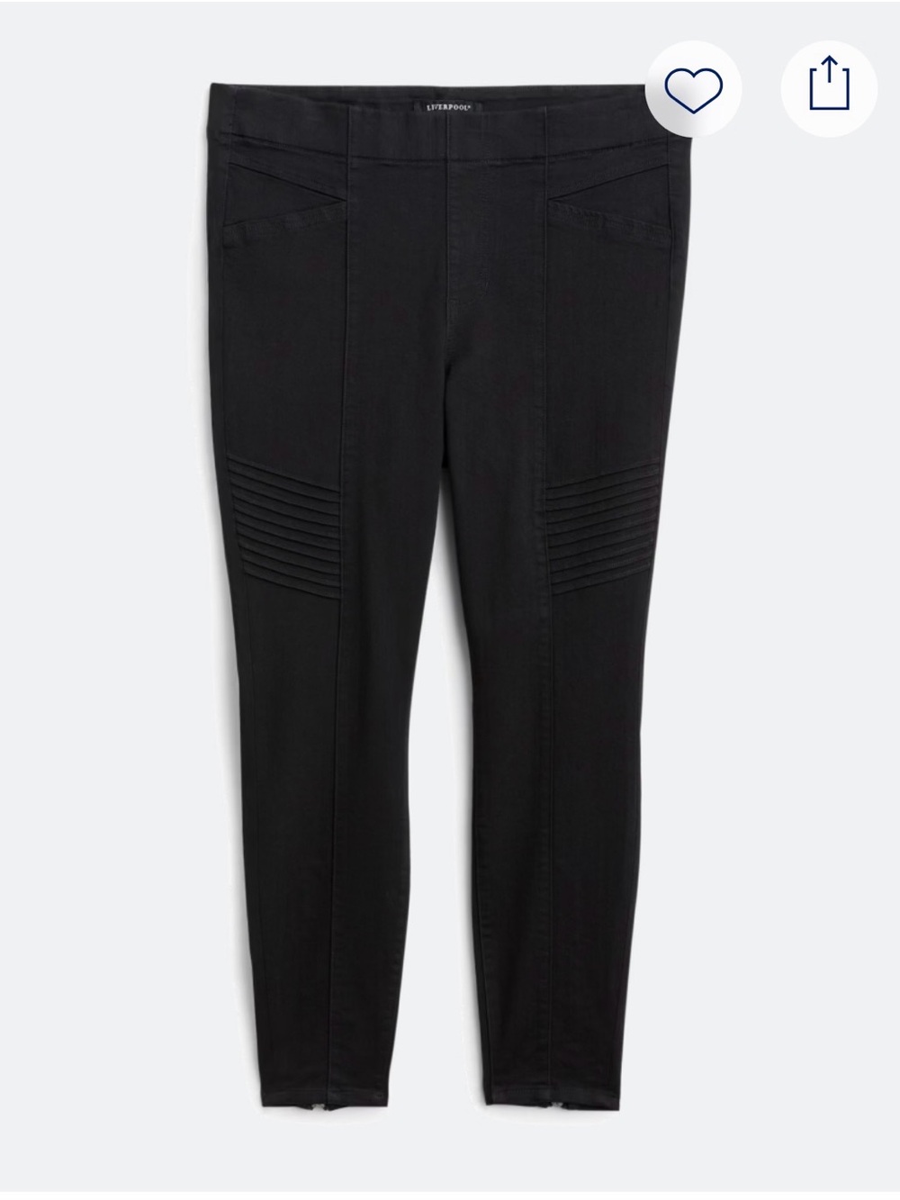 Liverpool Black Pull-On Moto Back Zip Ankle Skinny Jeans